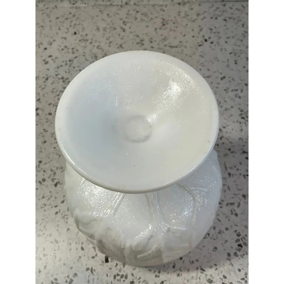 Vintage 1975 FTD Milk Glass Flower Leaf Vase Planter Compote Pedestal Dish Bowl - Picture 4 of 5
